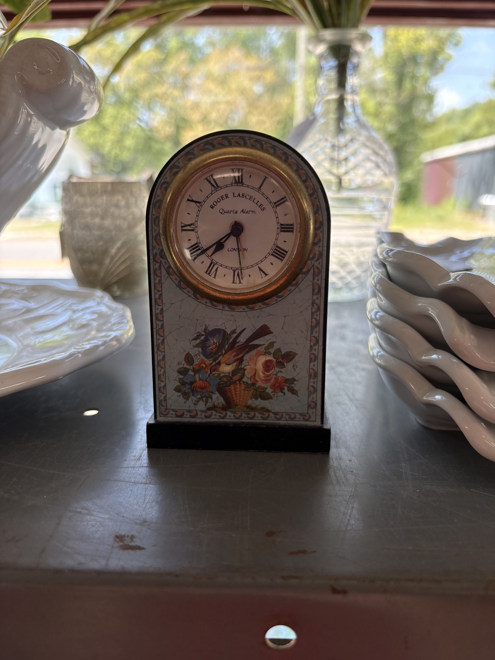 Floral Mantel Clock - Cream and Gold